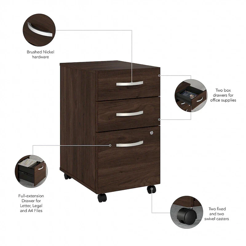 Hybrid 3 Drawer Mobile File Cabinet by Bush Business Furniture