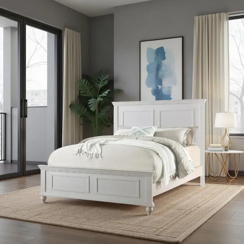 Captivating E.King Wooden Bed, White