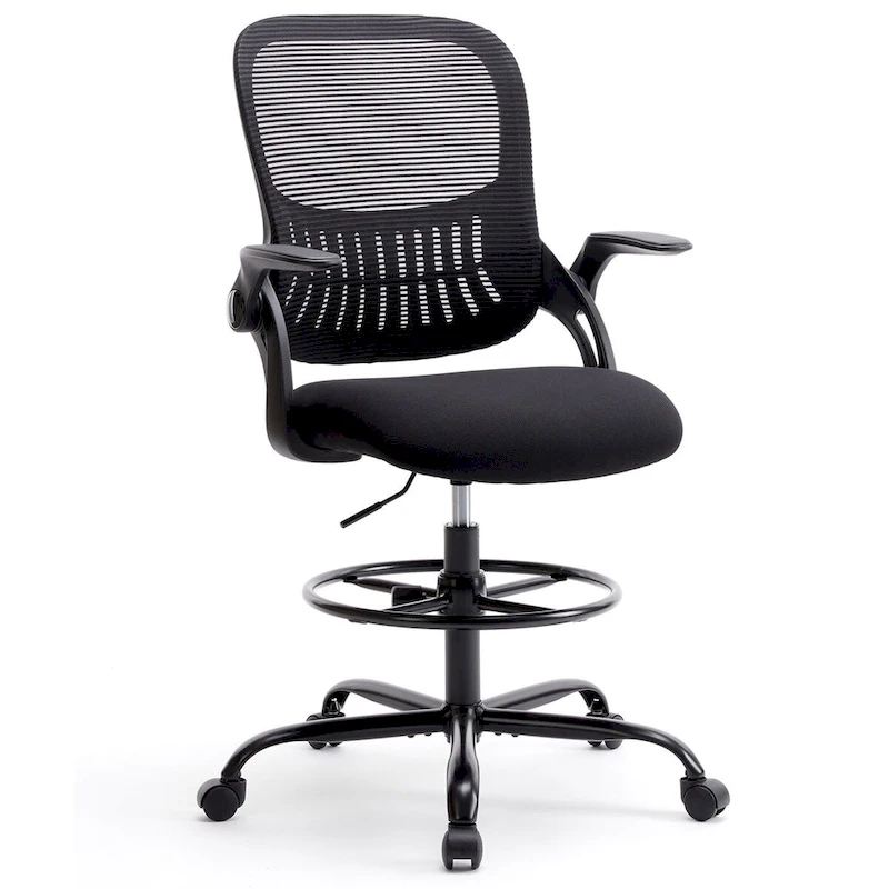 Drafting Tall Office Chair Ergonomic High Desk Chair with Flip-up Armrests