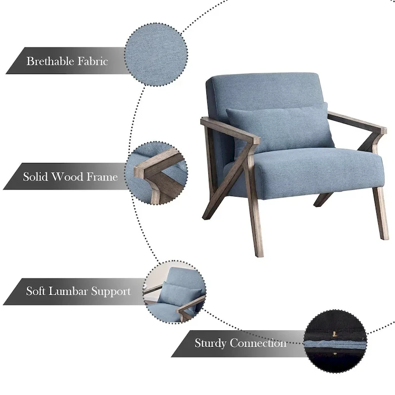 Accent Armchair Solid Hardwood Upholstered