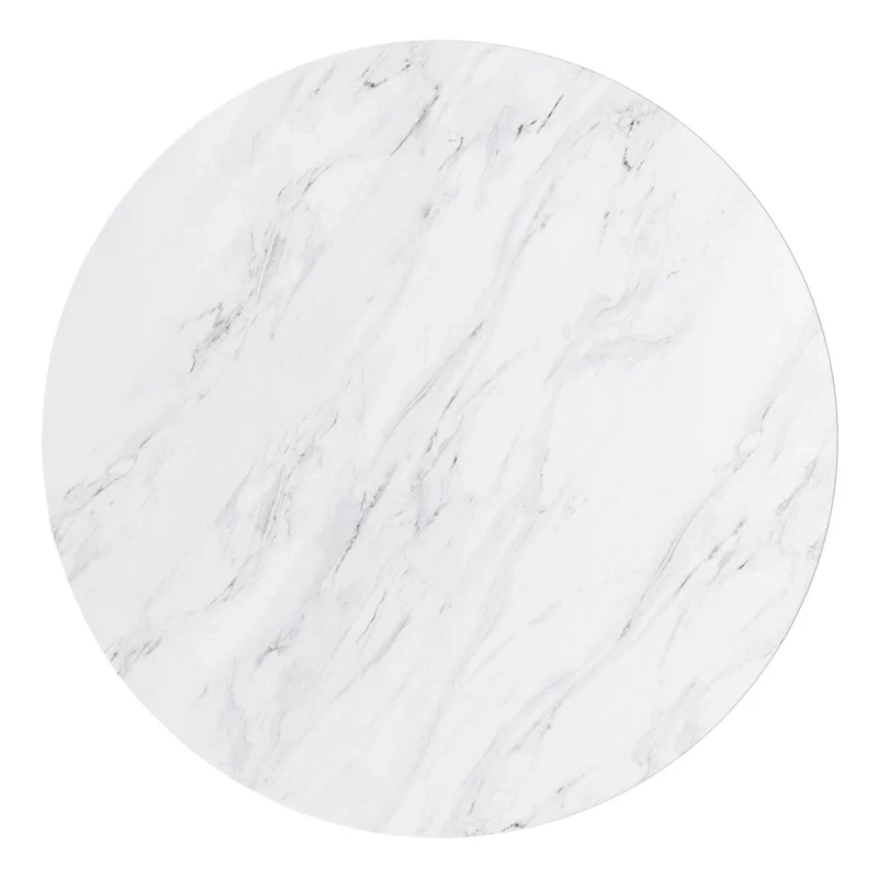 Round Marble Dining Table - Metal Frame (Black/White)