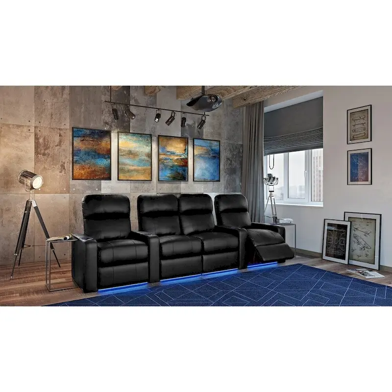Octane Turbo XL700 Power Leather Home Theater Seating Set (Row of 4)
