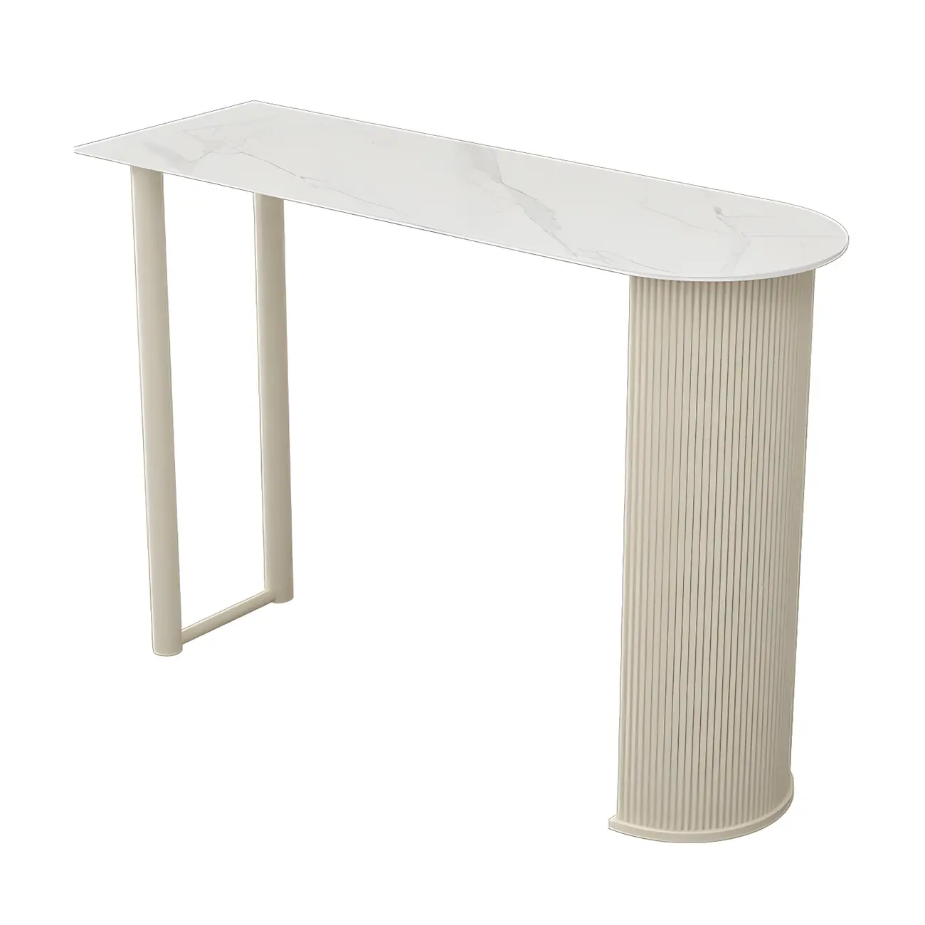 Scandinavian Free Form White Stone Iron Bar Tables