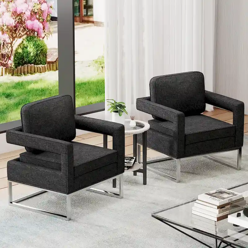 Modern Arm Accent Chair, Mid Century Living Room Chair Upholstered Lounge Chair