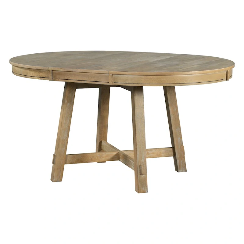 Farmhouse Round Extendable Dining Table with 16   Leaf Wood Kitchen Table