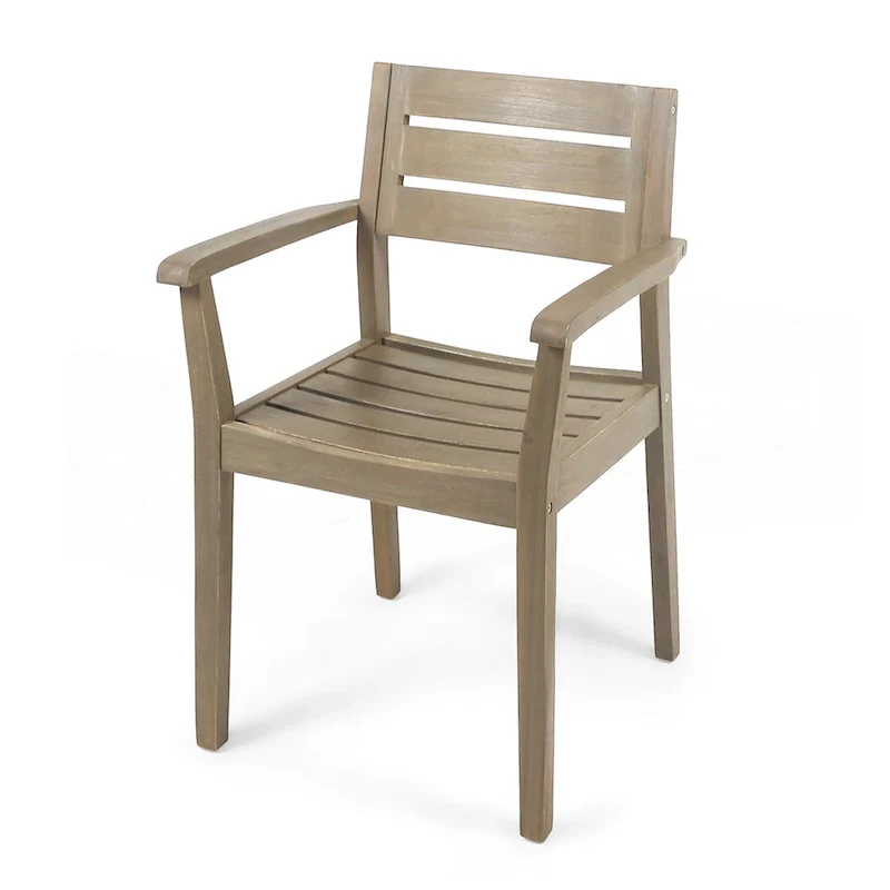 Acacia Wood Patio Dining Chairs Set of 2