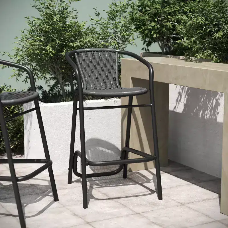 Emma and Oliver Indoor/Outdoor Restaurant Style Rattan Barstool