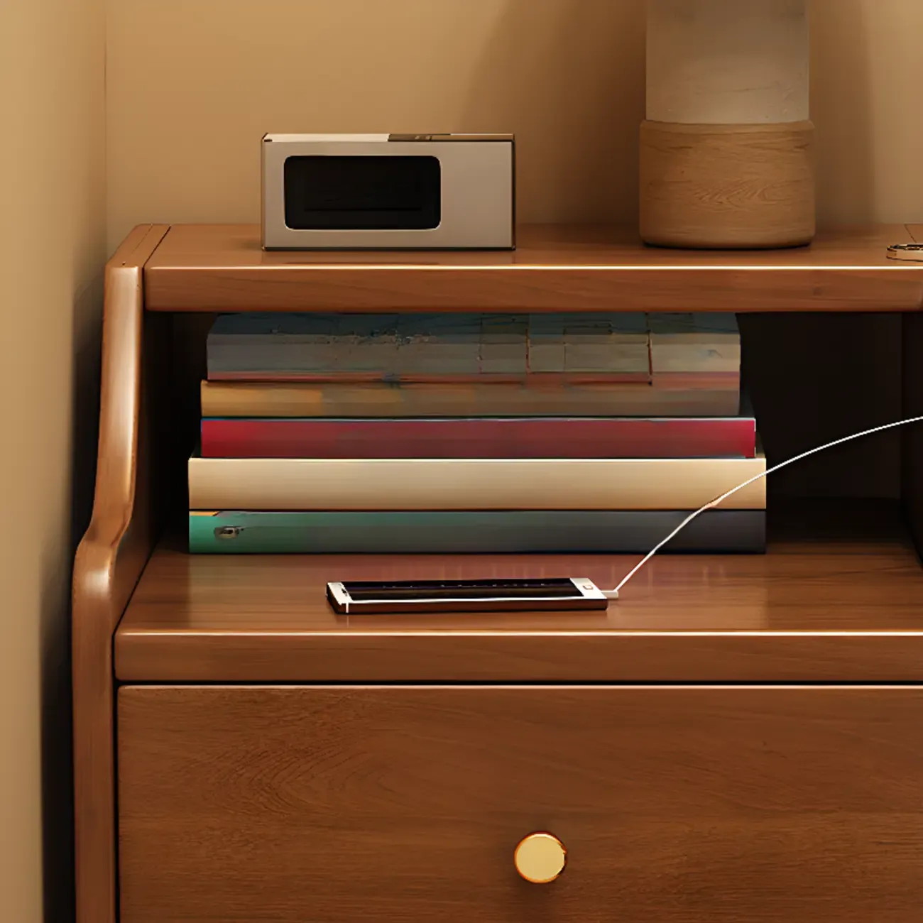 Classic Premium Wood 2 Drawers  Bedside Cabinet Nightstand