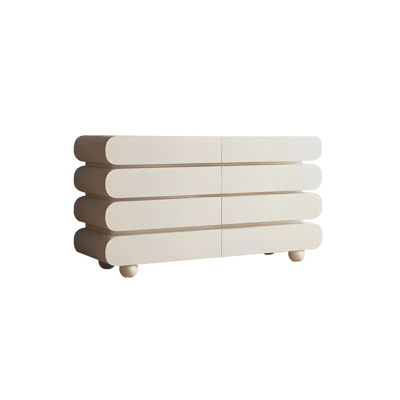 Glam White Oval Wooden Double Dresser with Soft Close Drawers