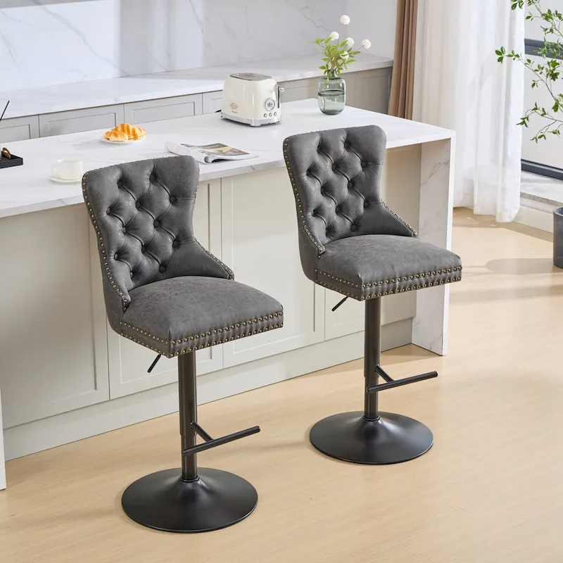 Modern Upholstered Adjusatble Thick Swivel Counter Barstools