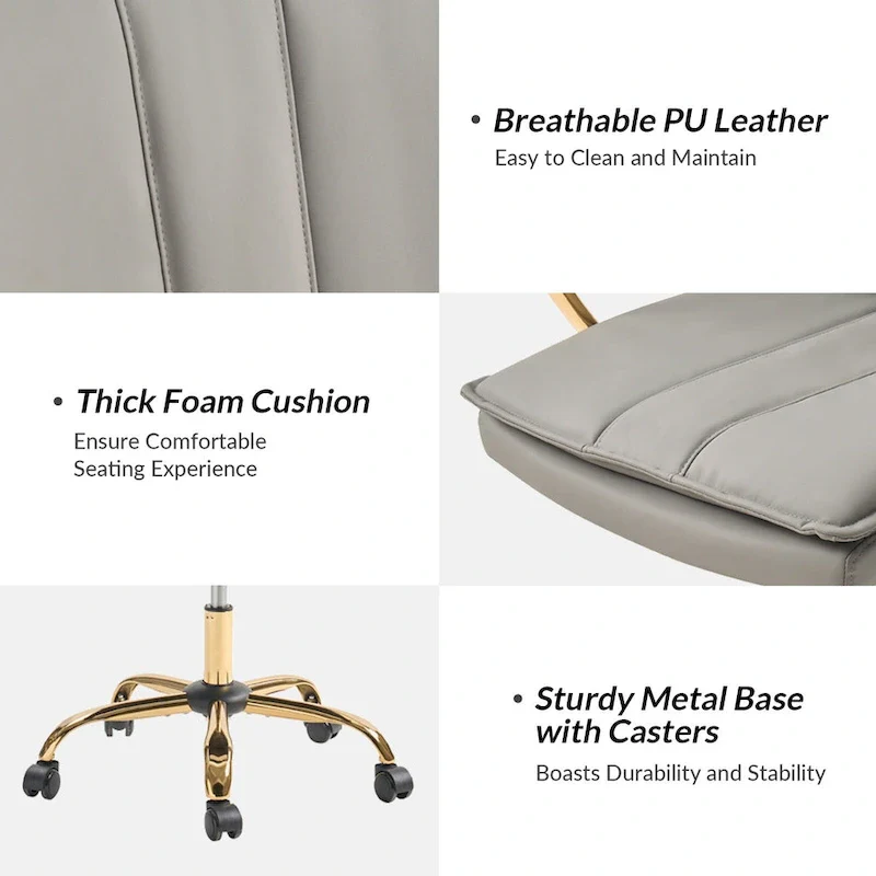 Modern Leather Rocking Office Chair with Metal Base