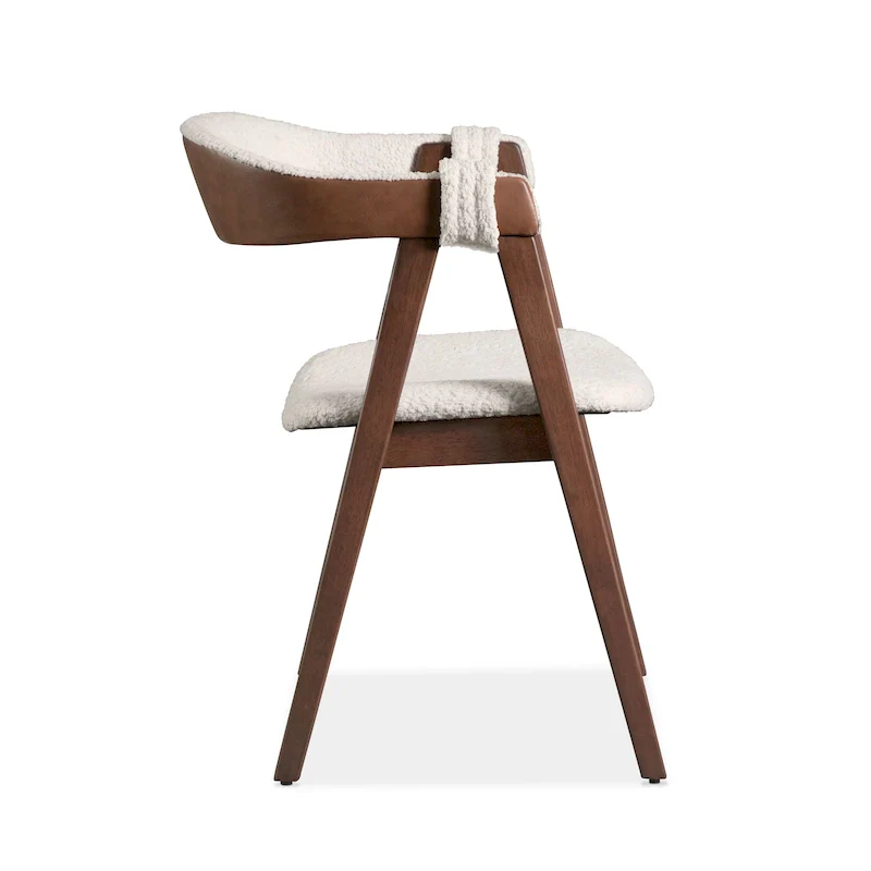 Furniture of America Shaw Mid-century Boucle Wood Dining Chairs (Set of 2)