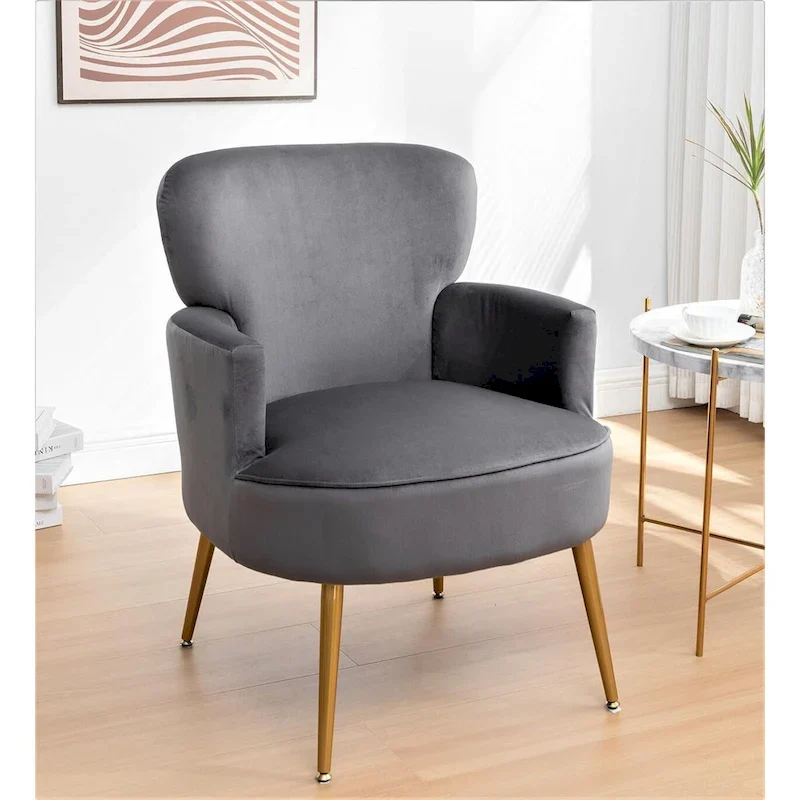 Velvet Accent Chair with Gold Metal Legs