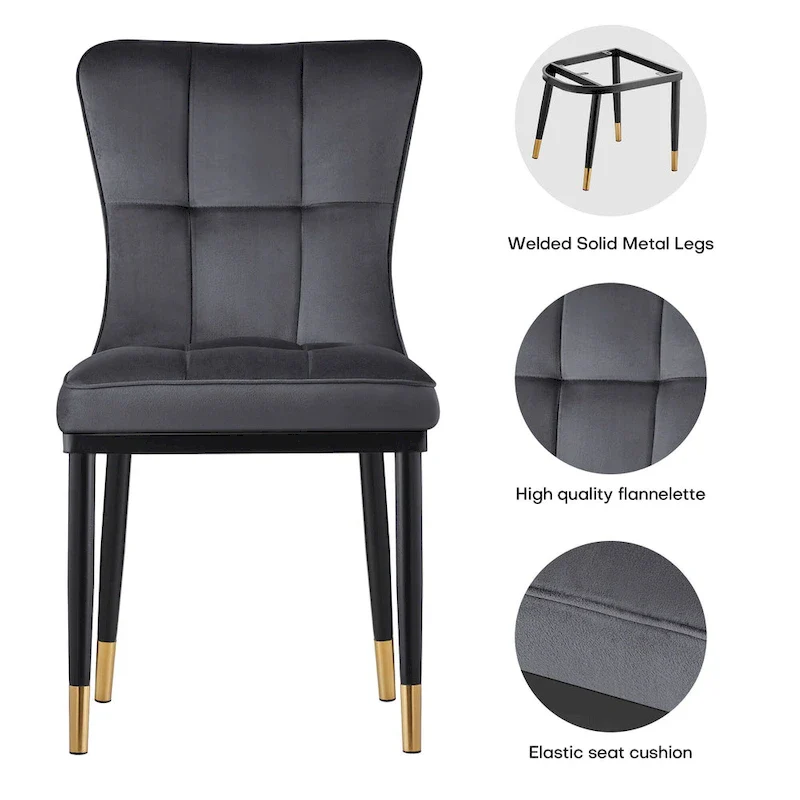 Velvet Dining Chairs Set of 2/4 - Waffle Pattern High Back, 300lbs Capacity, Metal Frame, 35.8