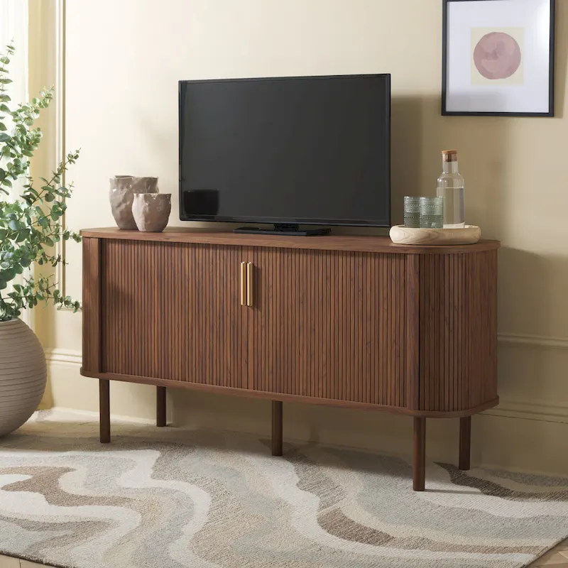 SAFAVIEH Home Tealla 2 Tambour Door Sideboard/Media Stand. - 63Wx18Dx32H