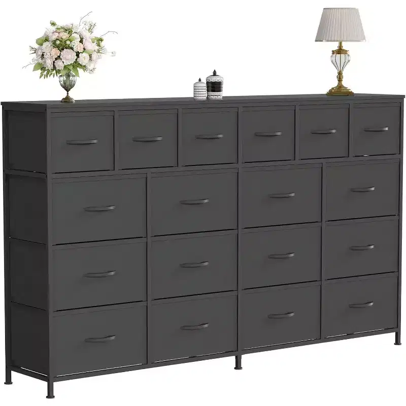 Acekool 18-Drawer Dresser with Charging Station, Extra Large Fabric Storage Chest, TV Stand Organizer for Bedroom, Living Room, Entryway