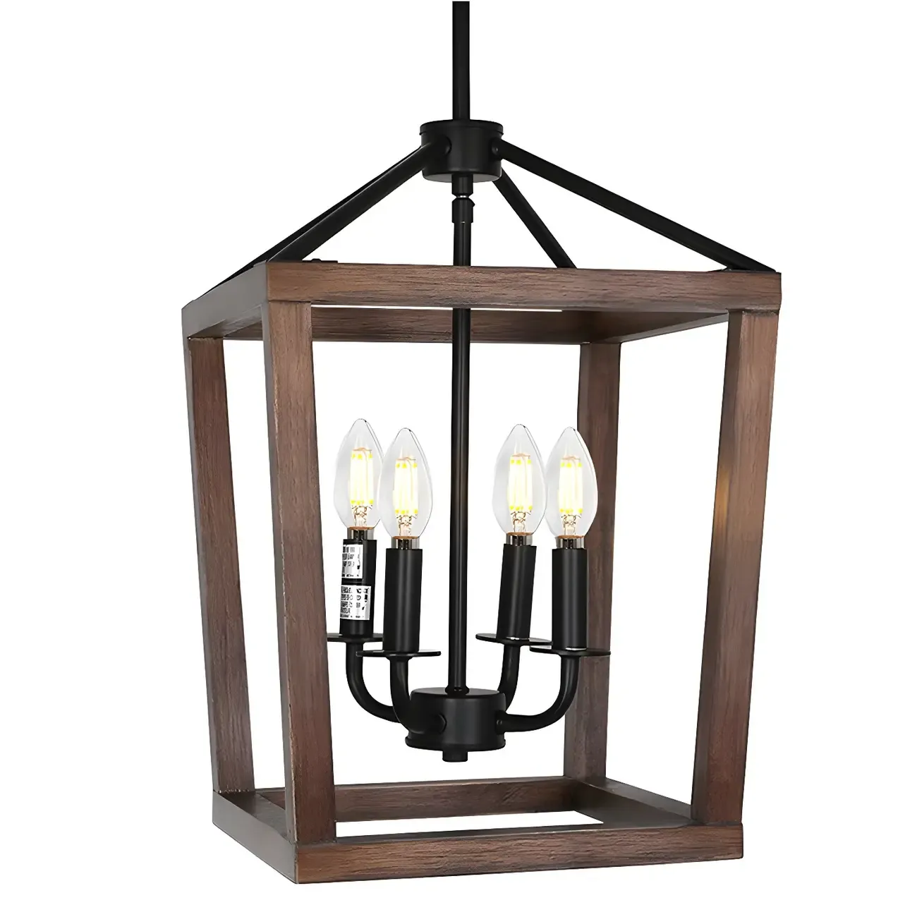 Industrial Black Metal Square Caged Kitchen Pendant Chandelier
