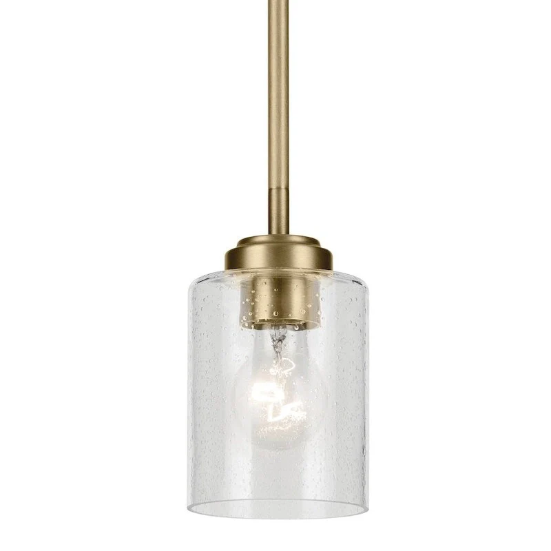 Kichler Winslow Single Light 4  Wide Mini Pendant with Seedy Glass