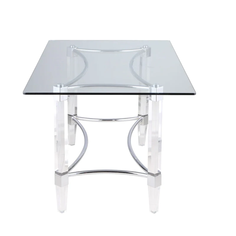 Somette Rectangular 5-Piece Glass Dining Set with Acrylic High-Back Side Chairs