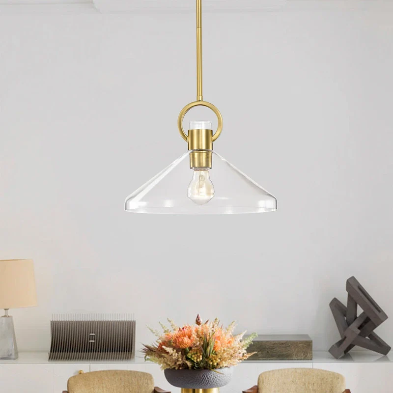 Andros Glass Cone Shade 1-Light Downrod Pendant Light