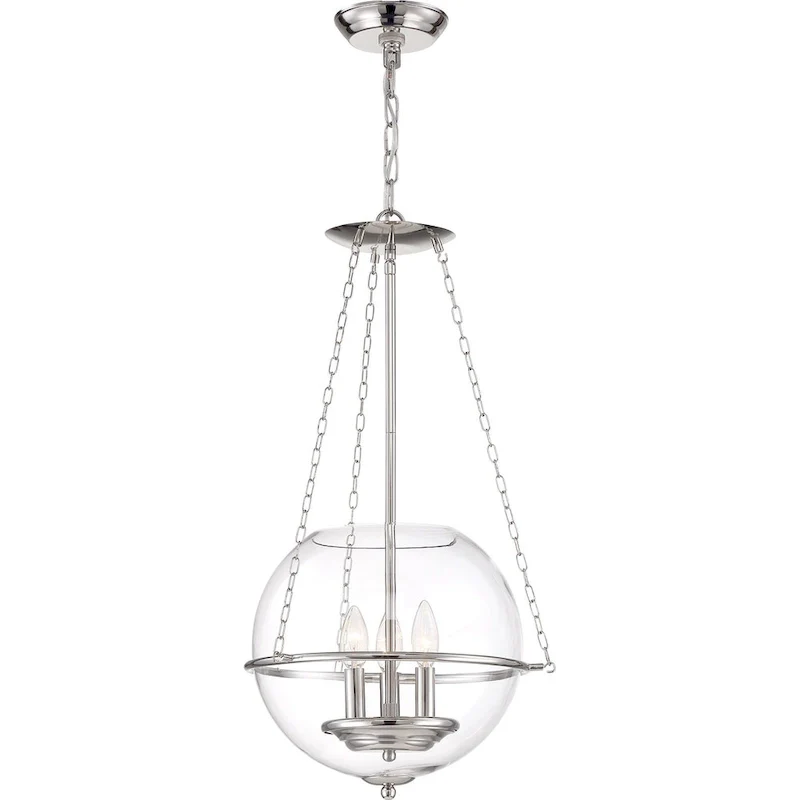 Odyssey 3-Light Pendant Fixture Polished Nickel with Clear Glass - N/A