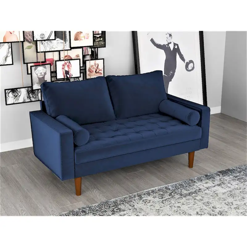 Faux Leather Mid-Century Loveseat – 2-Seat, Multiple Colors