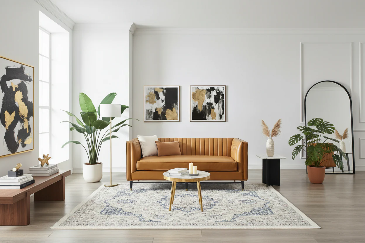 Tan Vegan Leather Channel Tufted Loveseat – Seats 2