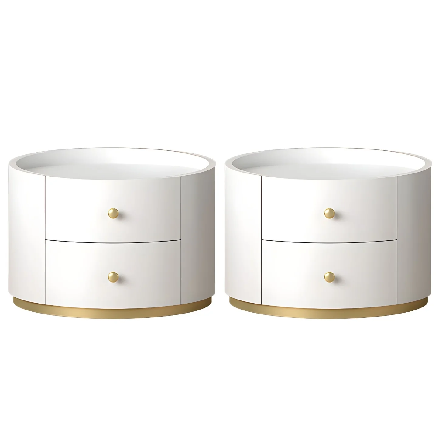 Glam Manufactured Wood Round 2-Drawer Nightstand