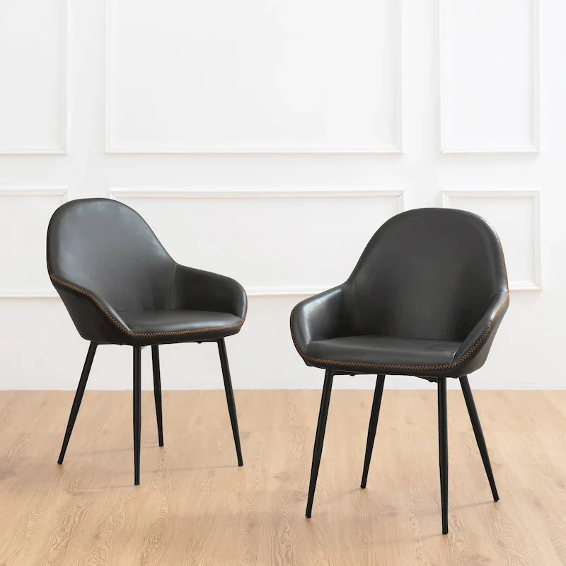 Glitzhome Set of 2/4/6 Mid-Century Modern Faux Leather Accent Dining Chairs