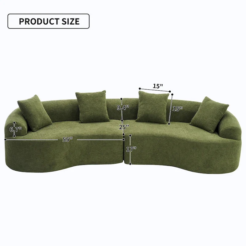 Luxury Chenille Fabric Sofa,4 Seater Modular Curved Sectional Couch