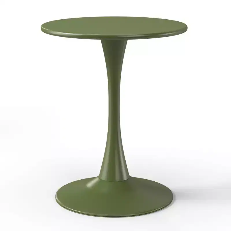 WestinTrends Playa 3-Piece Round Metal Bistro Dining Table Set And Stackable Resin Patio Dining Side Chairs