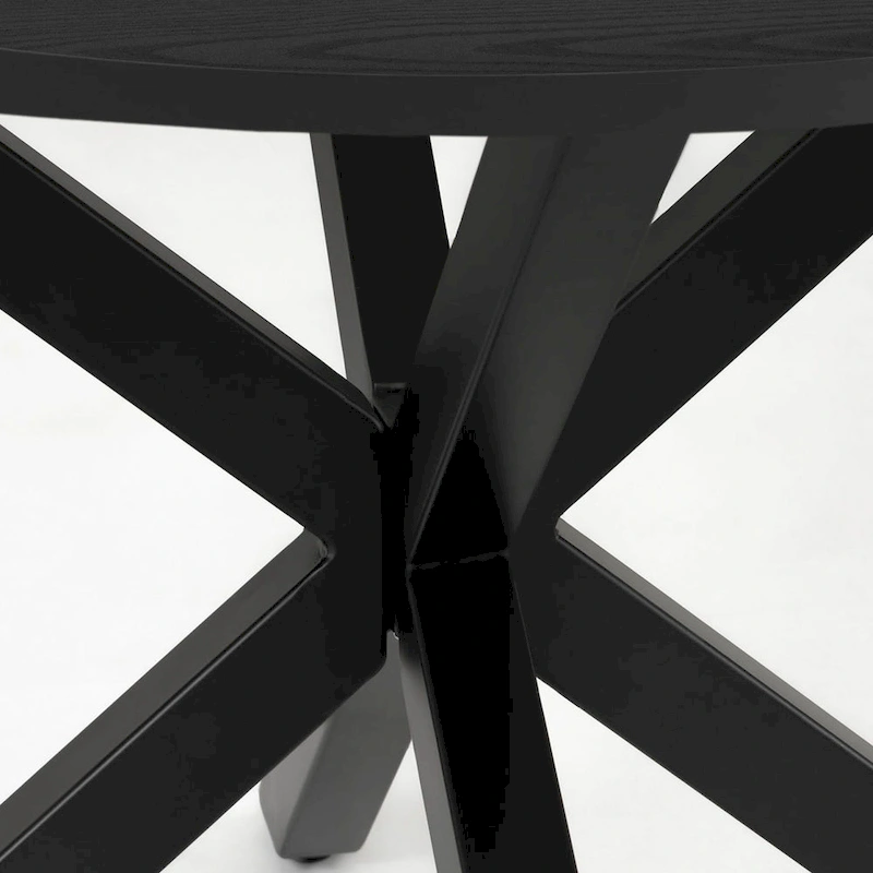 Round Wood Top Dining Table - Black