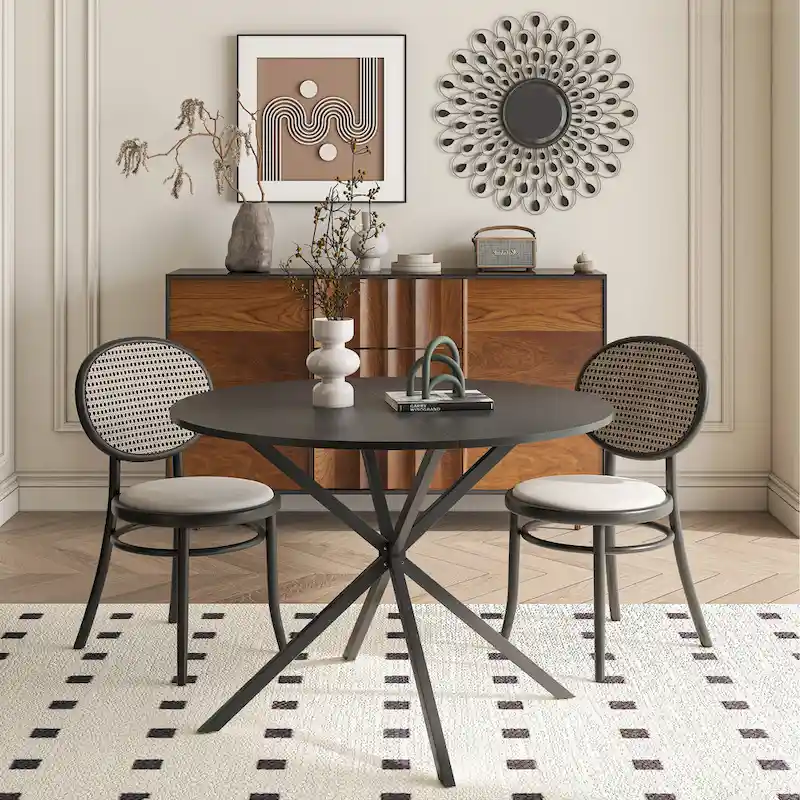 42.13 Modern Cross Leg Round Dining Table