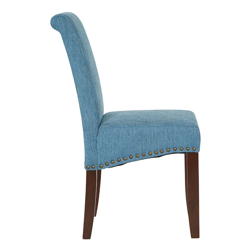Brown Faux Leather Parsons Dining Chair with Nailhead Trim, 1-Person