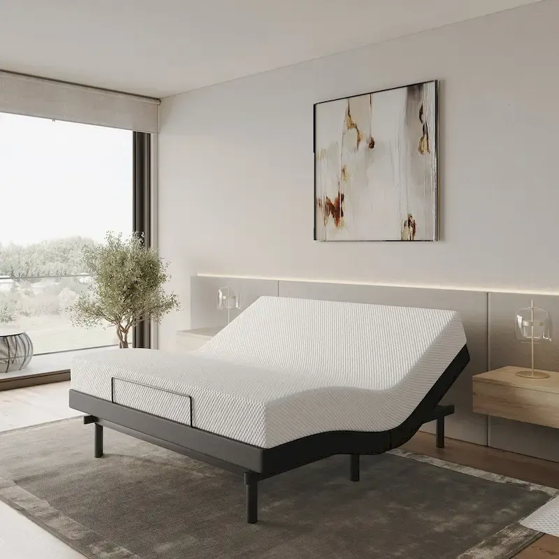 Black Adjustable Massaging Bed Base with Wireless Remote – Multiple Sizes, For 1–2 People