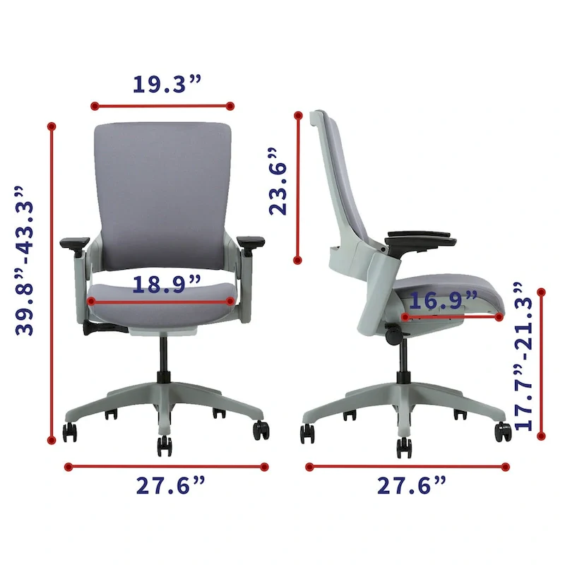 Furniture of America Hudson Modern Grey ANSI-BIFMA Certified Fabric Height Adjustable Office Desk Chair