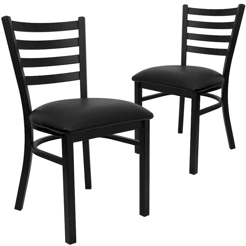 2 Pack Ladder Back Metal Restaurant Chair - 16.5W x 17D x 32.25H - 16.5W x 17D x 32.25H