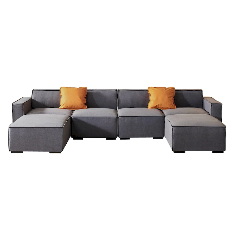 Modular Sectional Fabric Sofa (Beige)