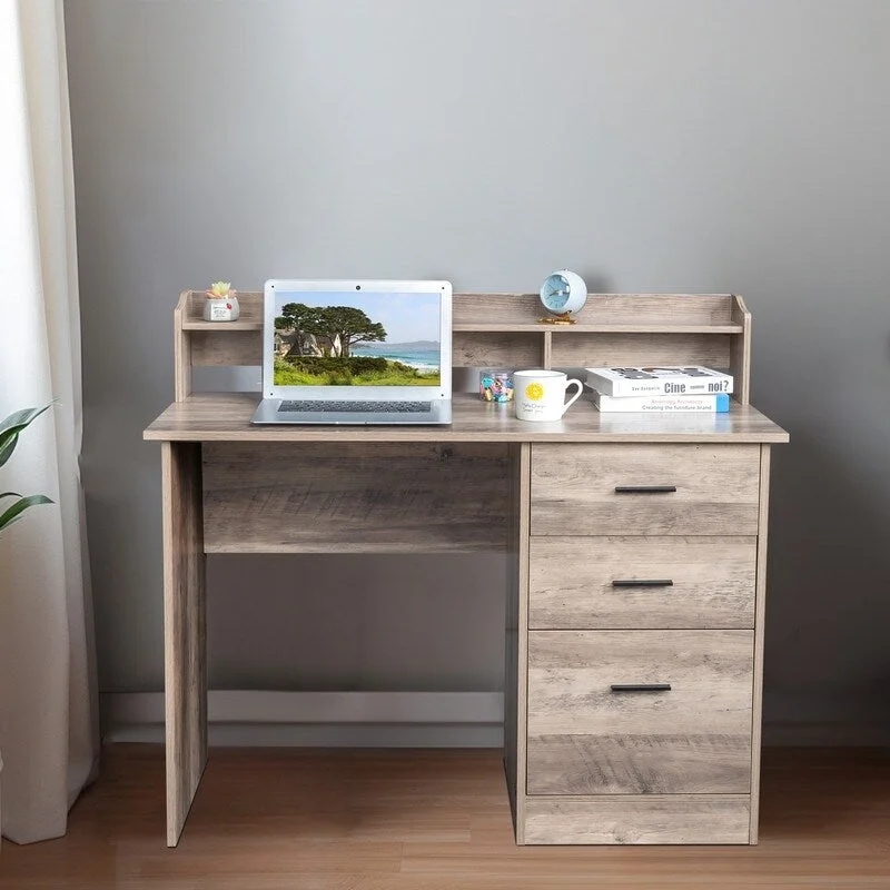 43.31 3 Drawers Wooden Computer Desk with Letter File Cabinet