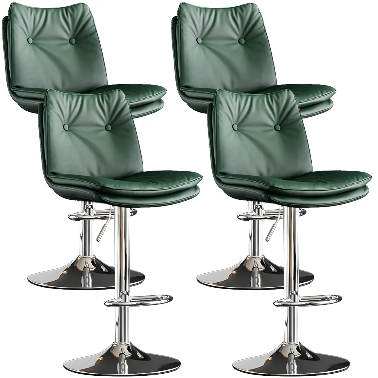 Modern Adjustable Leather Swivel Bar Stools