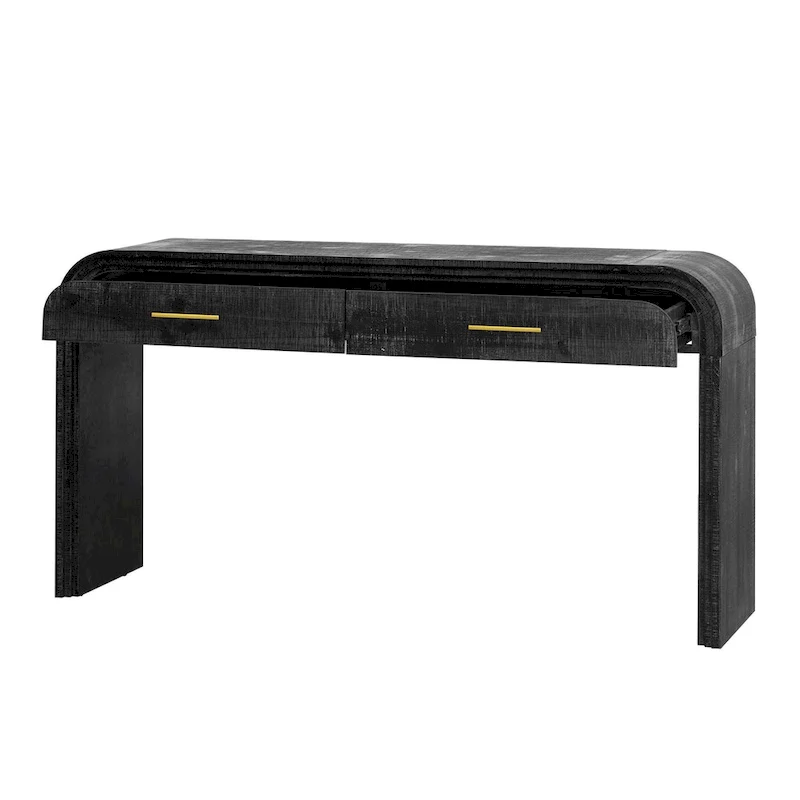 Irresistible Retro Silhouette Console Table: Open Style, Two Top Drawers