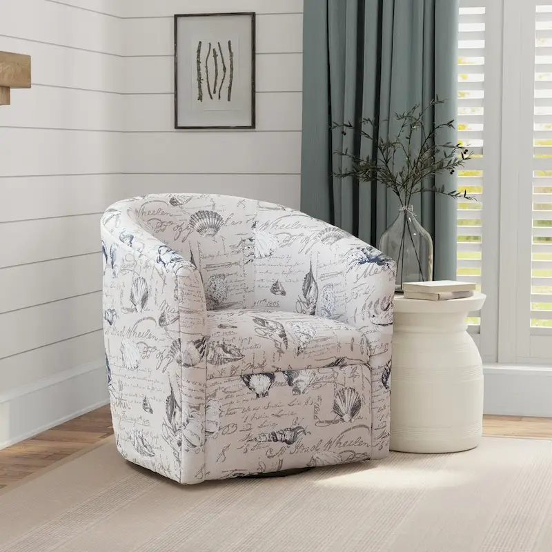 Coastal Swivel Barrel Chair