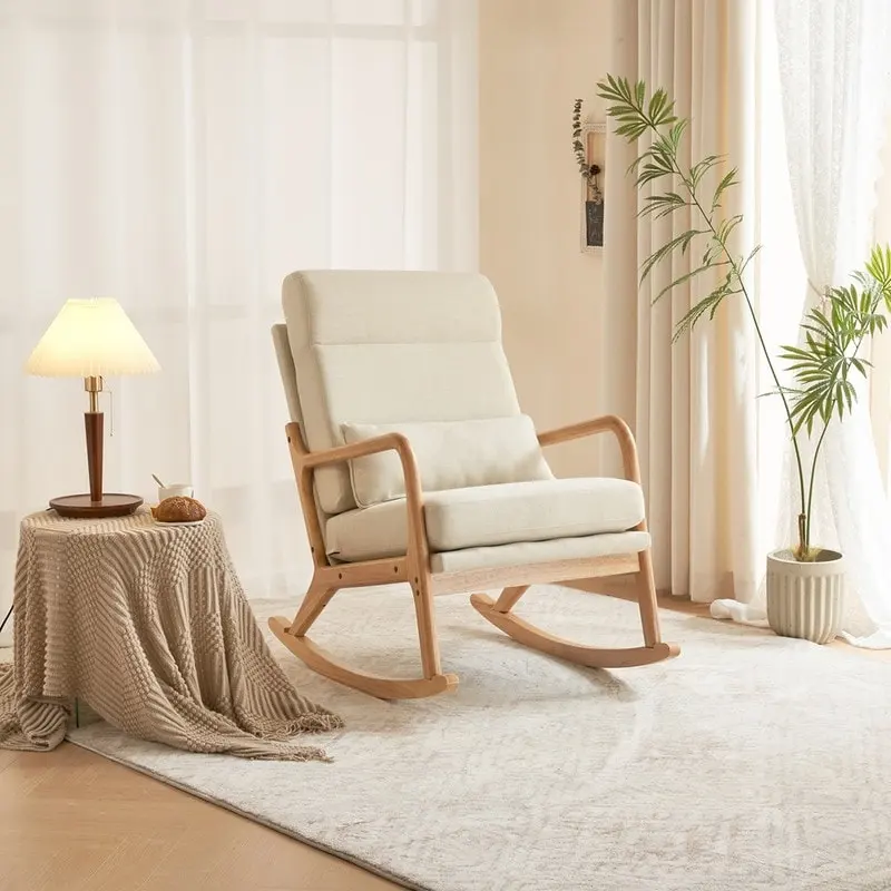 39.37 in. High-Back Upholstered Rocking Accent Chair