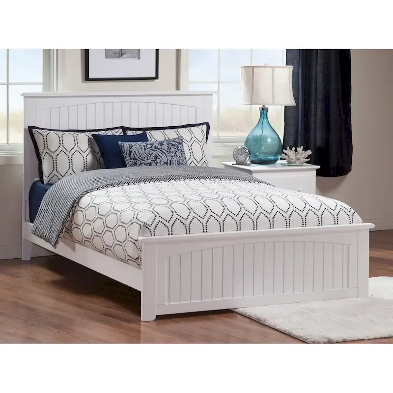 Queen Platform Bed with Matching Footboard in White
