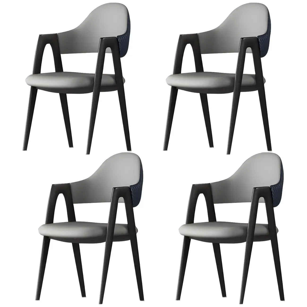 Modern Leather Curved Open Back Arm Dining Chair
