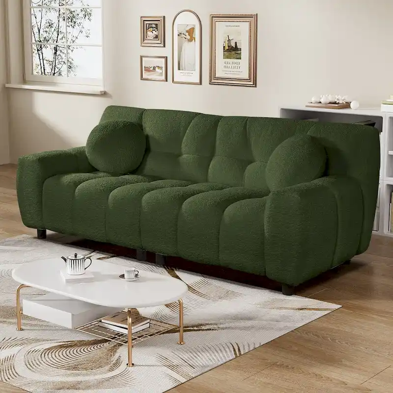 Teddy Boucle 2-Seat Cloud Deep Seat Sofa Couch for Living Room, Bedroom