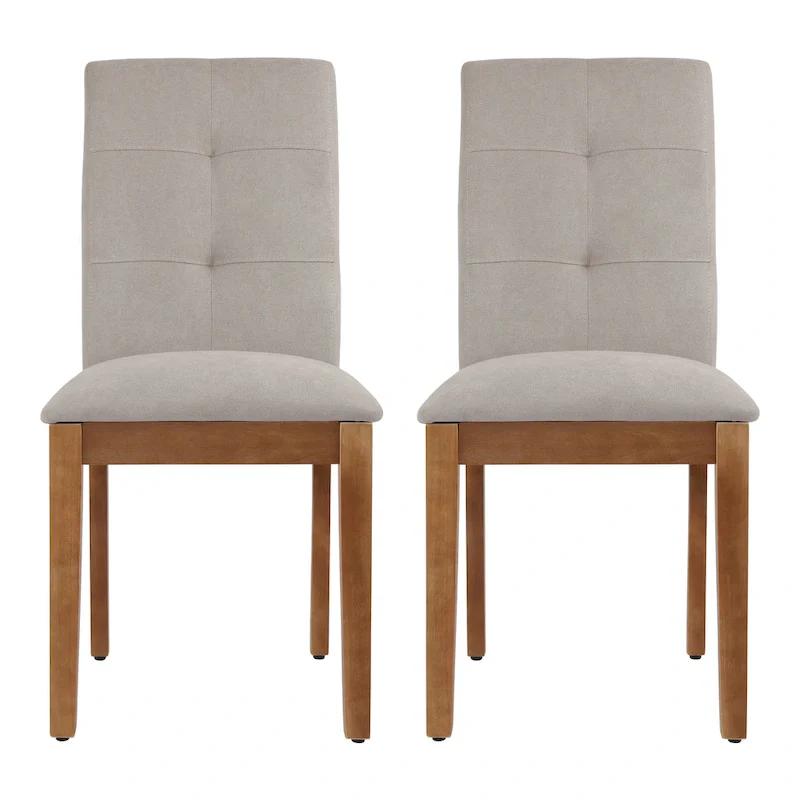 Upholstered Dining Chairs with Tufted High Back and Brushed Legs Set of 2