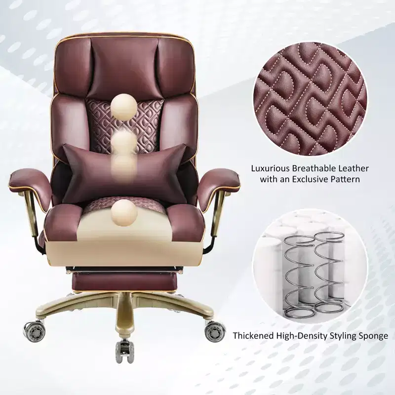 Furniliving Modern Big Tall Executive Office Chair Pu Leather Office Desk Chair With Footrest