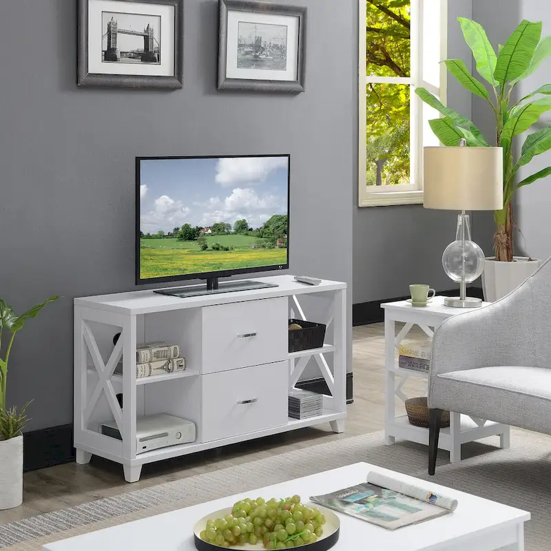 Convenience Concepts Oxford Deluxe 2 Drawer TV Stand with Shelves for TVs up to 55 Inches