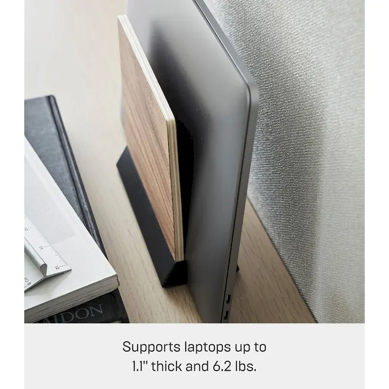 Yamazaki Home Slim Laptop Stand, Steel and Wood - L 2.44 x W 6.3 x H 5.91 inches